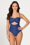 Blue Gamma Texture Luka Bandeau One Piece Swimsuit