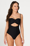 Black Gamma Texture Luka Bandeau One Piece Swimsuit