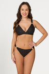 Black Foil Pique Dulcie Bikini Top