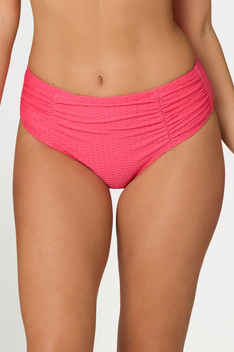 Pink Omega Texture Brigette Bikini Bottom - Final Sale