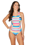 Poolside Stripes Chlorine Resistant Dawn One Piece Swimsuit - Final Sale (DNPL SIERRA) - Nip Tuck Swim US